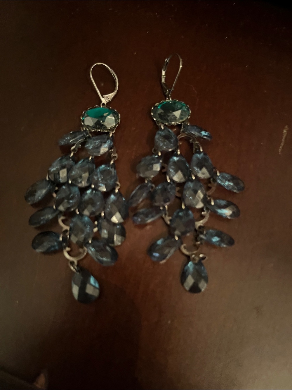 Green Crystal Cascade Drop Earrings - Brand Unspecified